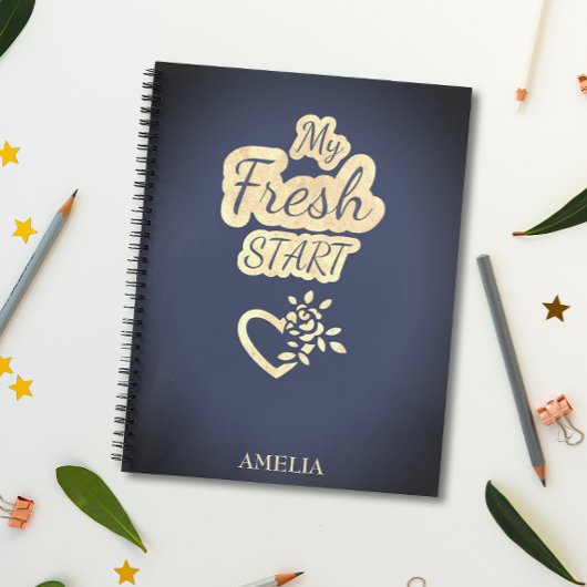 モダントレンディー私の新しいスタート海軍ブルーとベージュ ノートブック