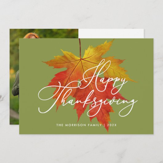 モダントレンディー秋の感謝写真台本 シーズンカード (正面/裏面)