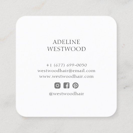 モダントレンディー美しいサロングリッター スクエア名刺 (裏面)