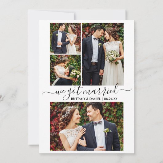 モダントレンディー脚本4写真得We 結婚した 案内状 (正面)