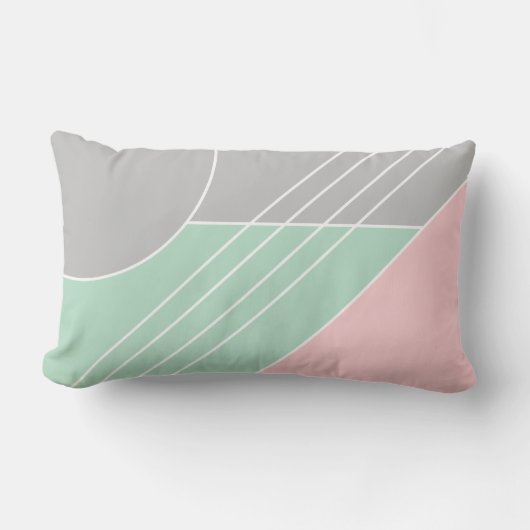 モダントレンディー色ブロック抽象芸術エレガント ランバークッション (正面)