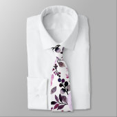 モダントレンディー薄紫モダンかわいらしフローラルパターン ネクタイ (タイ)