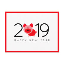 モダントレンディー赤中国の豚の新年2019