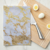 モダントレンディー金ゴールドグリッター大理石 キッチンタオル (四つ折り)