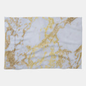 モダントレンディー金ゴールドグリッター大理石 キッチンタオル (横)