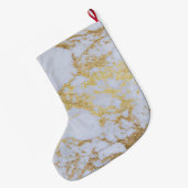 モダントレンディー金ゴールドグリッター大理石 ラージクリスマスストッキング (裏面 (吊り時))