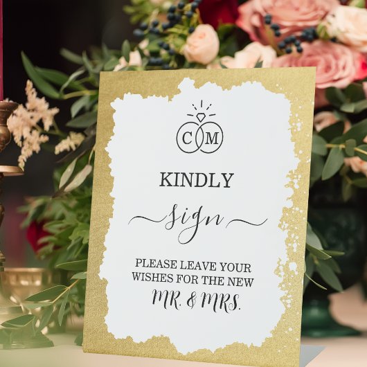モダントレンディー金ゴールドフレ結婚ームズゲストブック 台座サイン