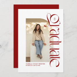 モダントレンディー院赤写真卒業 招待状