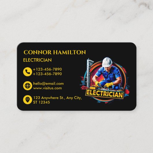 モダントレンディー鮮やか電気技師 名刺 (正面)