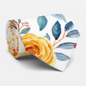 モダントレンディー黄色の赤いフローラ水の色パターン ネクタイ (ロール)