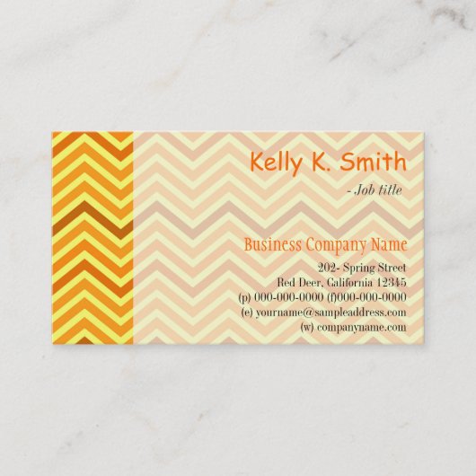 モダントレンディー、明るい日当たりの良い黄色い山形のジグザグ 名刺 (正面)