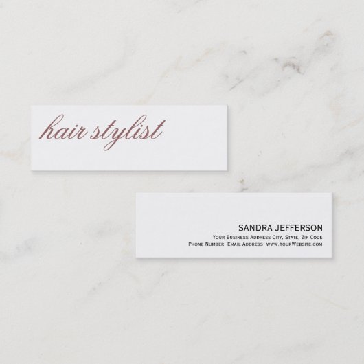 モダントレンド美容師ミニマルシンプルリストスクリプト スキニー名刺 (正面/裏面)