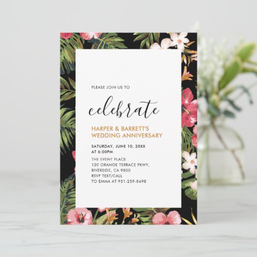 モダントロピカルウェディングアニバーサリーパーティー 招待状 (スタンド正面)