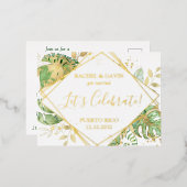 モダントロピカルウェディングエロープメントの受付 箔招待状ポストカード (正面/裏面)