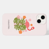 モダントロピカルピンクフラミンゴ Case-Mate iPhoneケース (裏面 (横))
