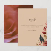 モダントロピカルローズの結婚式RSVPカード 出欠カード (正面/裏面)