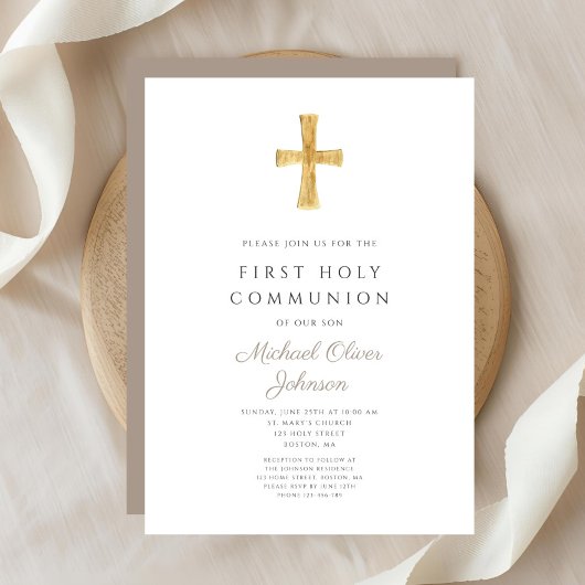 モダントープ・クロス・ボーイ・ホリー・コミュニオン 招待状