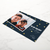 モダンドおもしろいットブルークリスマス金ゴールド 箔シーズンカード (回転した状態)