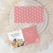 モダンドッグウォーカーペットシッター水彩桃色 名刺