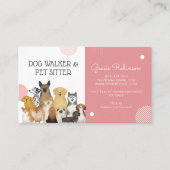 モダンドッグウォーカーペットシッターPINK QRレビュー 名刺 (正面)