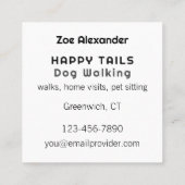 モダンドッグウォーカーポープリント円ブラック スクエア名刺 (裏面)