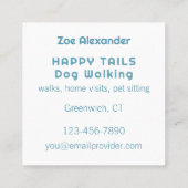 モダンドッグウォーカーポープリント円ブルーグリーン スクエア名刺 (裏面)