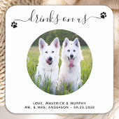 モダンドリンクパーソナライズされたPhoto結婚 Pet スクエアペーパーコースター