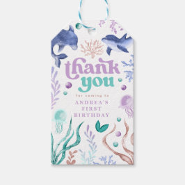 モダンドルフィンザシーアンザシーサンキュー誕生日 ギフトタグ