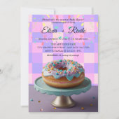 モダンドーナツスプリンクルチェックベビーシャワー 招待状 (正面)