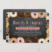モダンドーナツ&おむつ赤ちゃんシャワー散水 招待状 (正面/裏面)