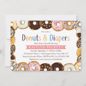 モダンドーナツ&おむつ赤ちゃんシャワー散水 招待状 (正面)