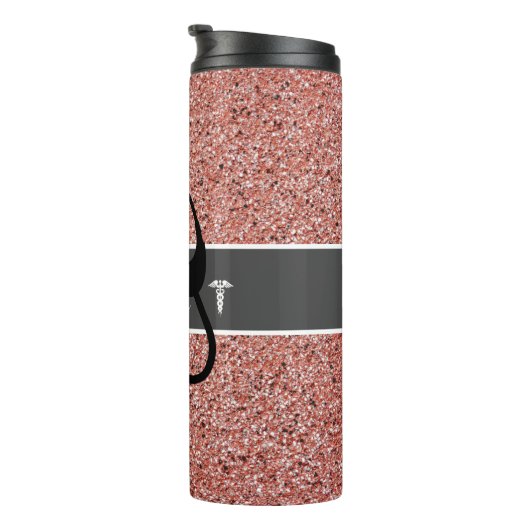 モダンナースピンクローズ金ゴールドグリッターパーソナライズされた タンブラー (回転右)