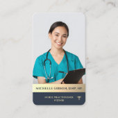 モダンナース修エレガント行者ダークブルー金ゴールド 名刺 (正面)