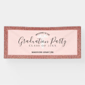 モダンナース卒業バラ金ゴールドグリッター名 横断幕 (横)