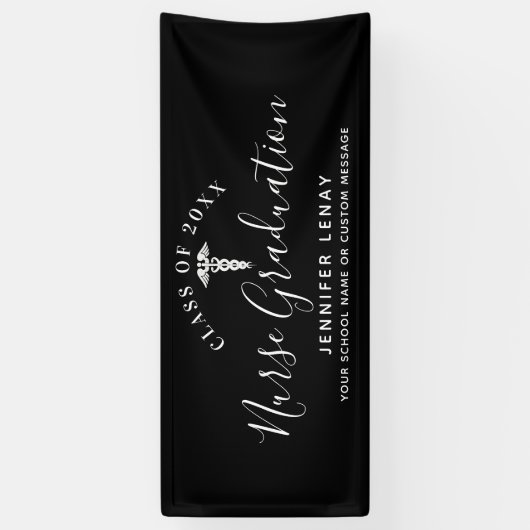 モダンナース卒業白黒医療名 横断幕 (縦)