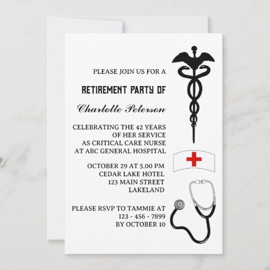 モダンナース退職パーティー 招待状 (正面)