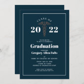 モダンナース2022年ブルーホワイト卒業クラス 招待状 (正面/裏面)