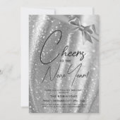 モダンニューイヤーイブ銀の輝くセクインボウ 招待状 (正面)