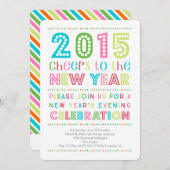 モダンニューカラフルイヤーズパーティの招待状 招待状 (正面/裏面)