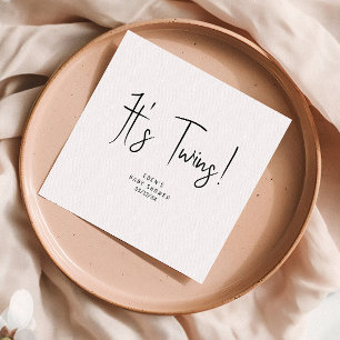 モダンニュートラルシンプル双子だ!シャワーナプキン スタンダードカクテルナプキン