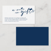 モダンネイビーのミニマルなインクフォント、ギフトについてのメモ エンクロージャーカード (正面/裏面)