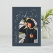 モダンネイビーシルバーアーチ卒業 招待状 (スタンド正面)