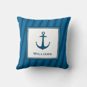 モダンネイビーストライプアンカー ファミリー名 クッション (裏面)