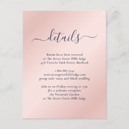 モダンネイビーブルーとブッシュのウェディング エンクロージャーカード