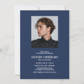 モダンネイビーブルーの写真 卒業パーティー 招待状 (裏面)