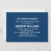 モダンネイビーブルーの写真 卒業 オープンハウス 招待状 (裏面)