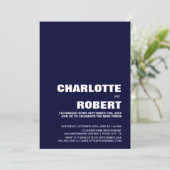 モダンネイビーブルーの結婚式の披露宴 招待状 (スタンド正面)