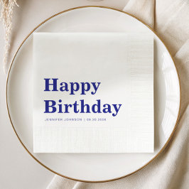 モダンネイビーブルーの誕生日 縁ありカクテルナプキン