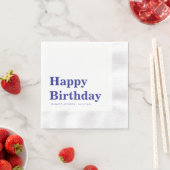 モダンネイビーブルーの誕生日 縁ありカクテルナプキン (インサイチュ)