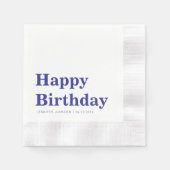 モダンネイビーブルーの誕生日 縁ありカクテルナプキン (正面)
